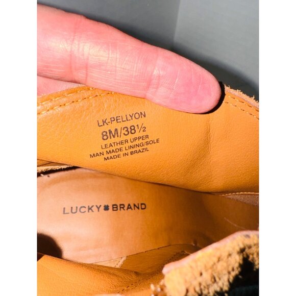 Lucky Brand Pellyon Suede Ankle Boot Stacked Block Heel Side Zipper 8 Retro Boho - Picture 7 of 14